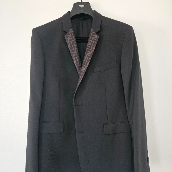 Fendi Men’s Suit Coat – Luxury Wool Blazer – Size L (IT 56) – Black – Authentic - Picture 8 of 13